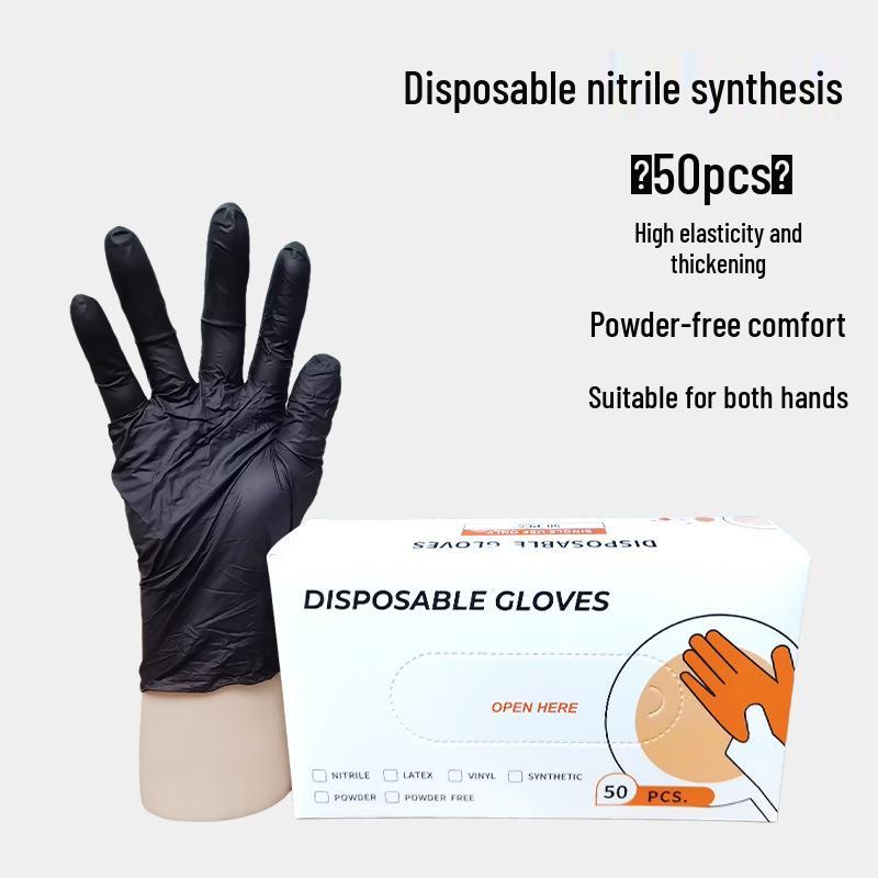 

Black Nitrile Disposable Gloves for Beauty, Hairdressing, Tattooing & Oil-Proof Use - Thick & Durable