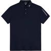 J. Lindeberg Lettered Pointed Collar Fitted Short Sleeve Polo Shirt Men Polo Shirts Blue GMJT06337-6855
