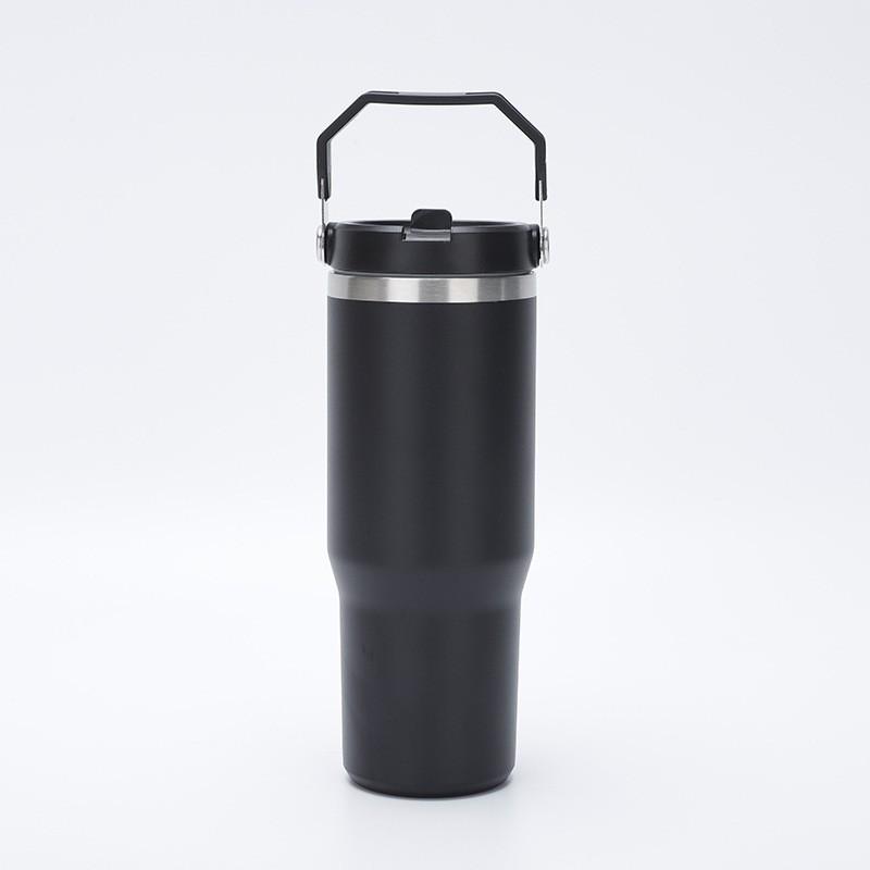 30oz Stainless Steel Travel Mug With Handle Straw Lid Vacuum Insulated Water Bottle Car Office Gym