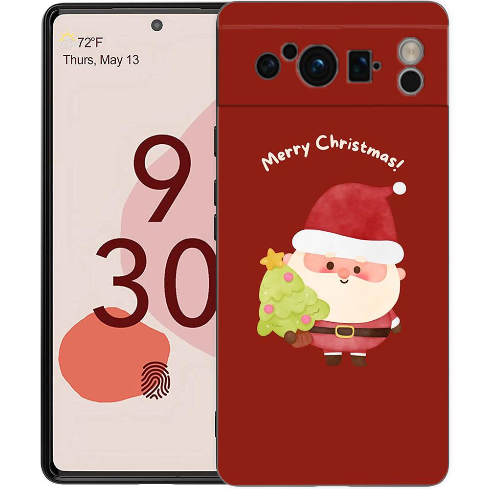 Weihnachtsmann-Telefonhülle für Google Pixel 8 7 6 Pro 6A 7A 5G, weiches Silikon, stoßfestes TPU, schwarze Abdeckung, TPU-Fundas