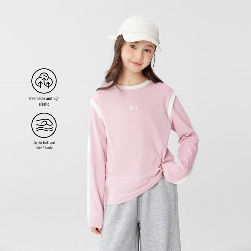 ZuoXi Girls  Color-Block Long-Sleeve Stretch T-Shirt 130