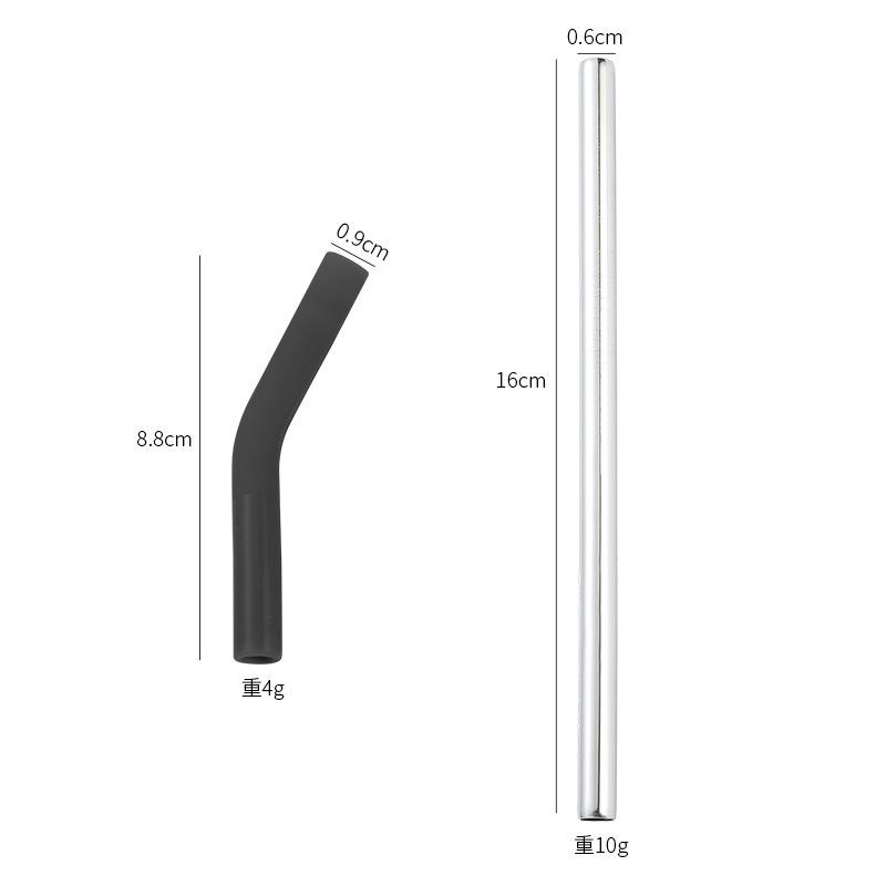 Long Metal Straw With Silicone Tips Cleaning Brush Stainless Steel Drinking Straw With Covers