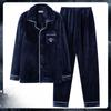 Men's Coral Fleece Velvet Pajamas Set - Thick, Warm, Long-Sleeved Flannel for Autumn and Winter