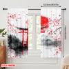2pcs,2D Plane Printing Window Curtain Cherry Gate Sunrise Polyester (without Rod) Festive Ldeal for Bedroom, Living Room