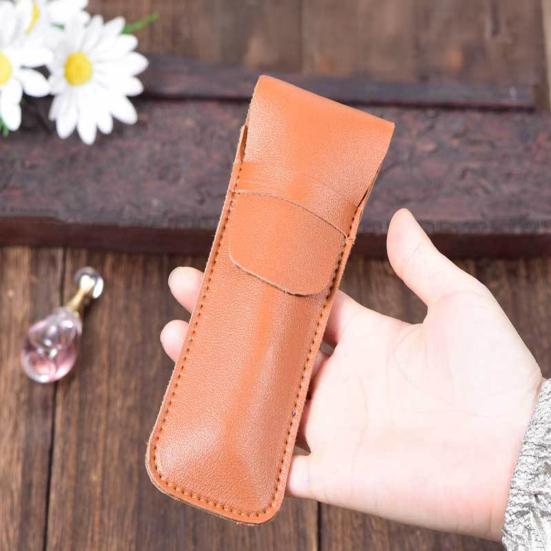 Faux Leather Pen 3 Pens Protective Pouch Holds Pen Case Travel Pencil Case Pocket Pen Protector