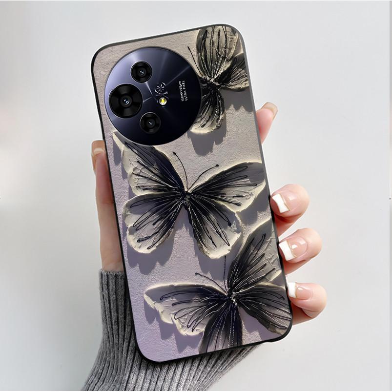 Case For TCL 50 Pro NxtPaper 5G Phone Case Luxury Fashion Butterfly Flower Black Soft TPU Silicone Shockproof Cover Casing Shell