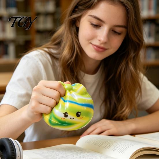 Cute Novelty Gifts for Birthday Colorful Bun Squeeze Toy, Soft Sensory Fidget TPR Balls Stress Relief Toy Adults Kids Anxiety Items