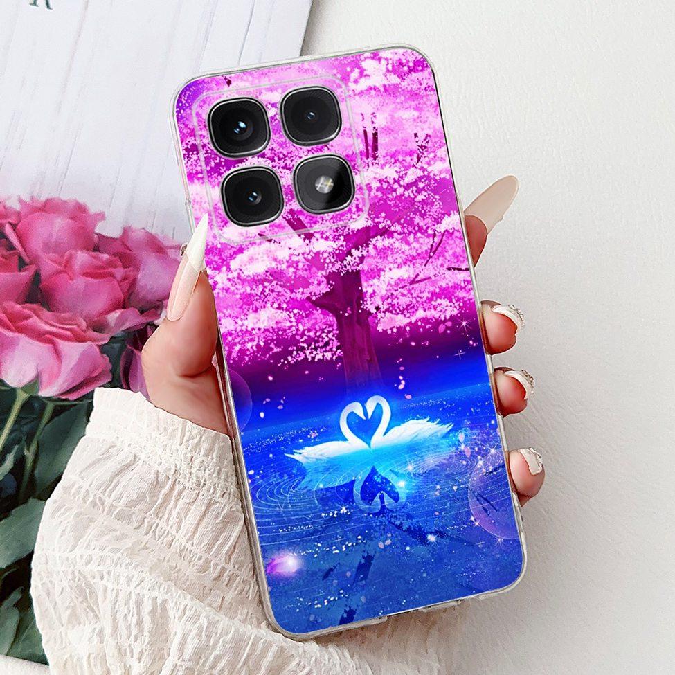 Clear For Xiaomi 14T Case Cover Luxury Cute Cat Fashion Flowers Funny Cool Painted Soft Phone Case 2406APNFAG