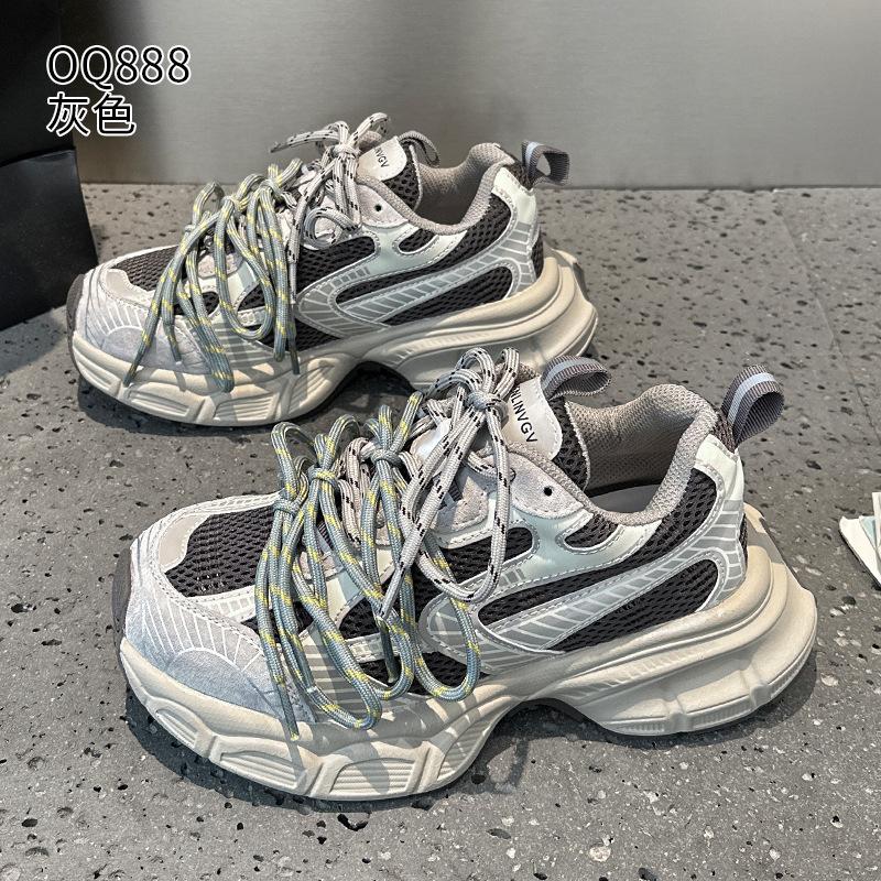 

Leather dad shoes autumn new retro platform lace-up breathable student sports and leisure shoes 35 серый
