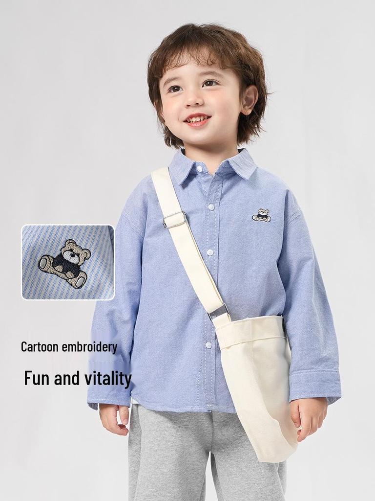 Trendy European Boys' Long Sleeve Casual Shirt - Spring/Autumn Kids' Clothing