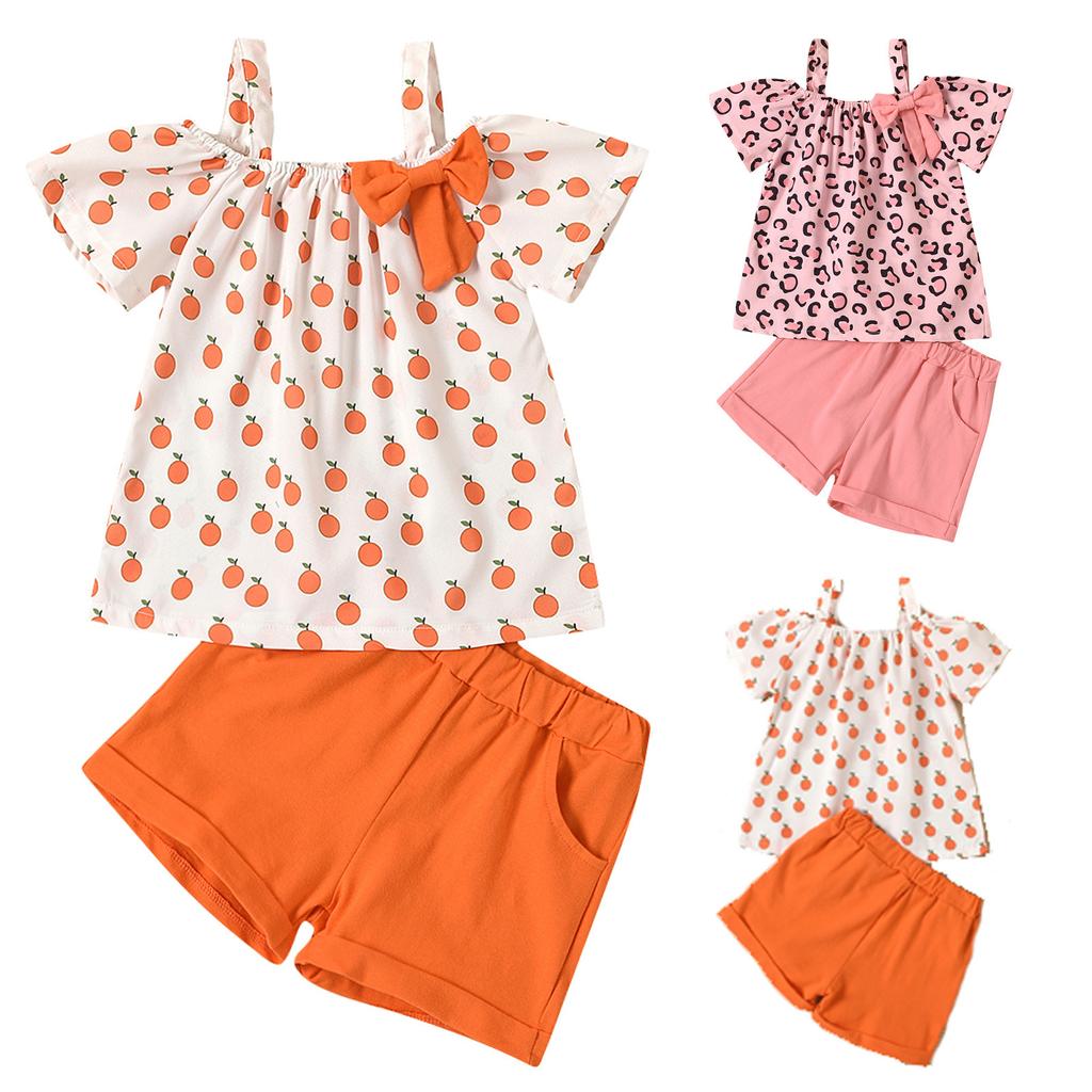 Toddler Baby Kids Girls Strap Bow Ruffles Tops Solid Shorts Pants Outfits Set Toddler Baby Kids Girls Strap Bow Ruffles Tops Solid Shorts Pants Outfits Set