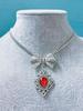 Renaissance Style Alloy Pendant Necklace With Geometric Shape And Butterfly Knot For Ladies