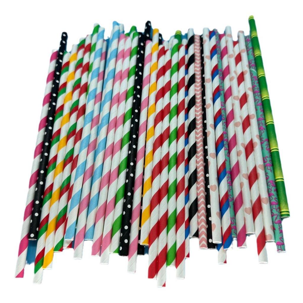 Eco-Friendly Biodegradable Mixed Color Paper Straws for Parties and Cocktails - Free Shipping