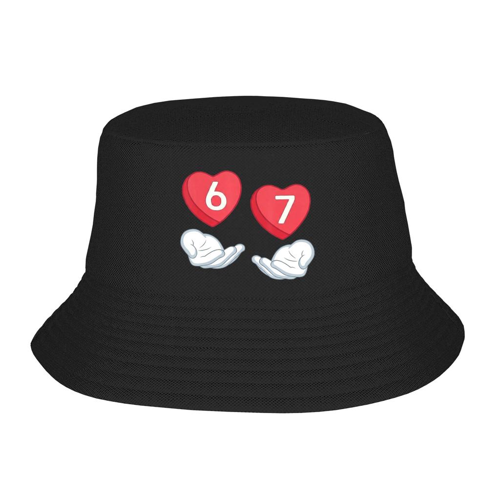 Unisex 6 7 Valentines Day 67 Valentine Meme Bucket Hat Portable Fisherman Hats Summer Funny Hunting Caps Hip Hop Sunscreen Hat