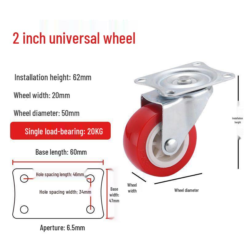 Universal Silent Casters with Brakes, 1-3 Inch Swivel Pulley Trolley Wheels