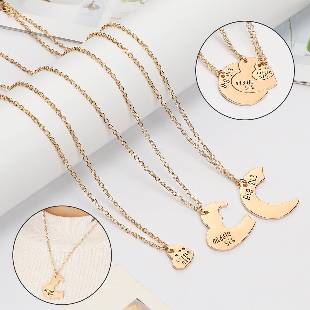 Jewelry Best friends Little Sis Good Sister Necklaces Big Sister Stitching Necklaces 3 Pieces / Set