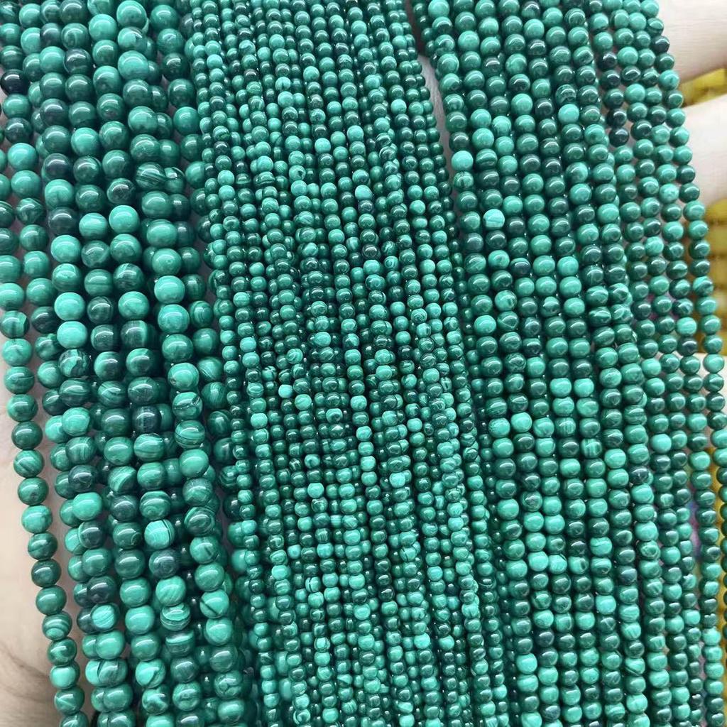 Premium Natural Malachite Small Round Loose Beads for DIY Bracelets
