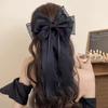 Lace Bow Ribbon Hair Clips Long Tails Ribbon Satin Hairpins Fashion Coquette Barrettes  Women Girls