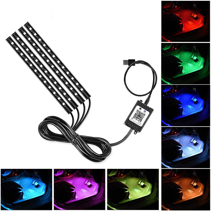 

E8U48 Bluetooth-compatible Colorful Light Bar 5V USB Car Decorative Strip Light APP Control 48LED Ambient Light Type A