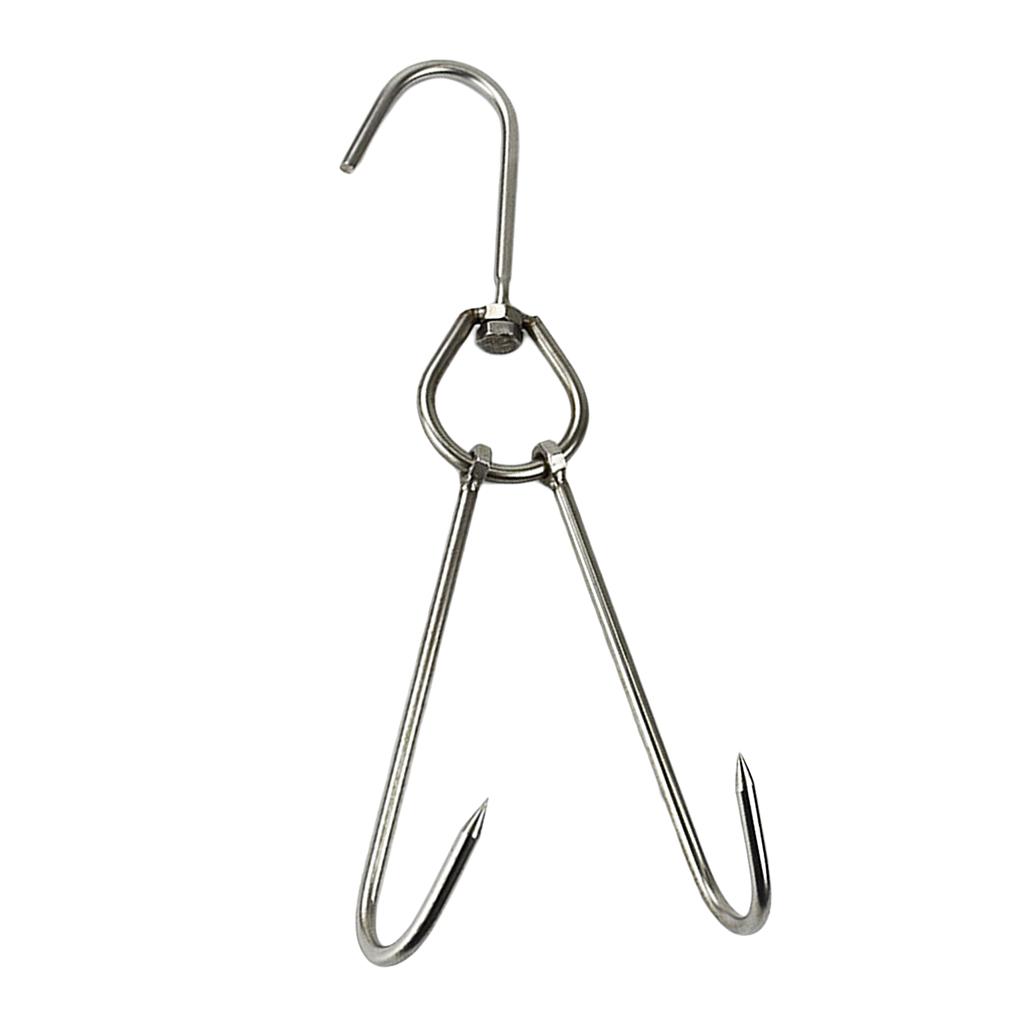 2x Stainless Steel Meat Hook Poultry Double Hooks 34cm Long