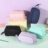 Double-layer Double-window Pencil Bag, Solid Color, Simple Multi-function, Large-capacity Storage Bag, Dirt-resistant Stationery Storage Bag