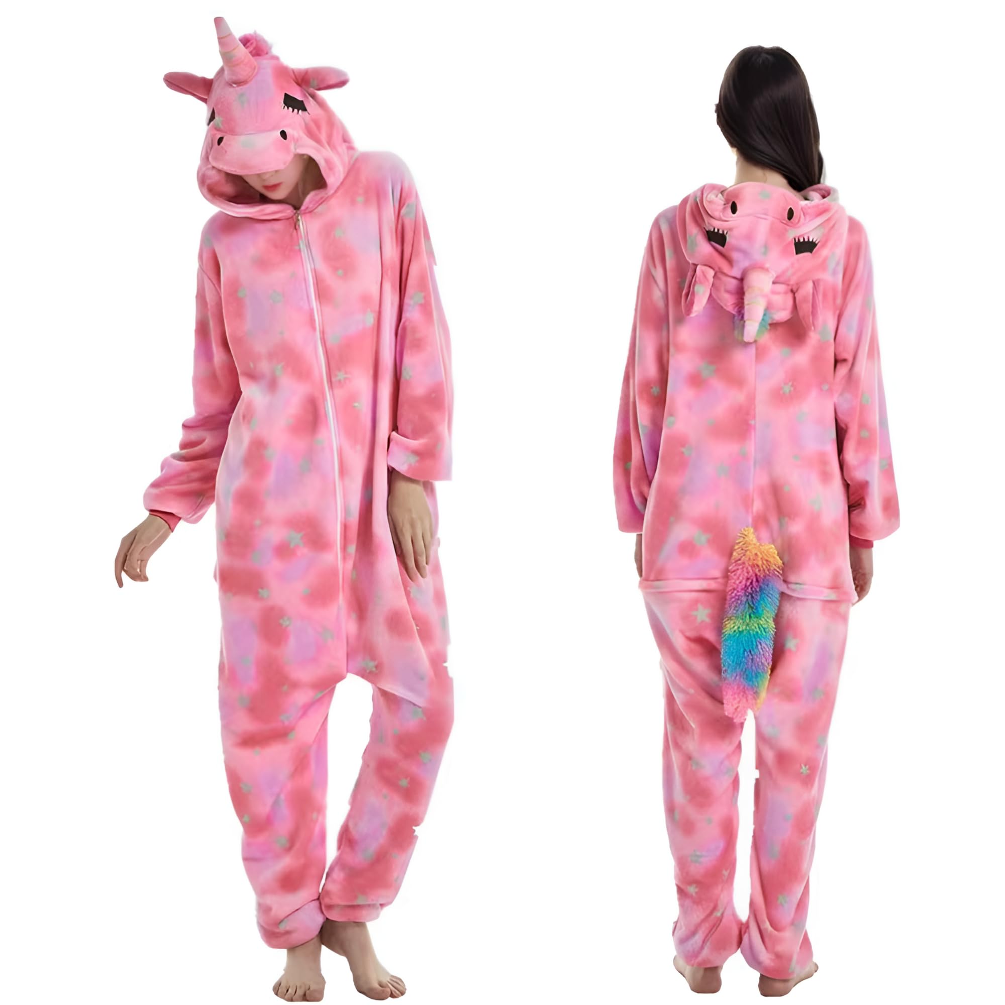 

Fluffy Long Sleeve Dinosaur Pajamas for All Season Loungewear Pink AZ-FRONT Adults, (M, Dream)