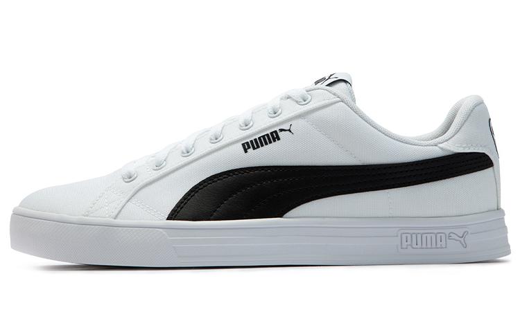 PUMA Smash Vulc Retro Casual Skateboarding Shoes Unisex White Black Shoe  White Black  385554-01 35.5