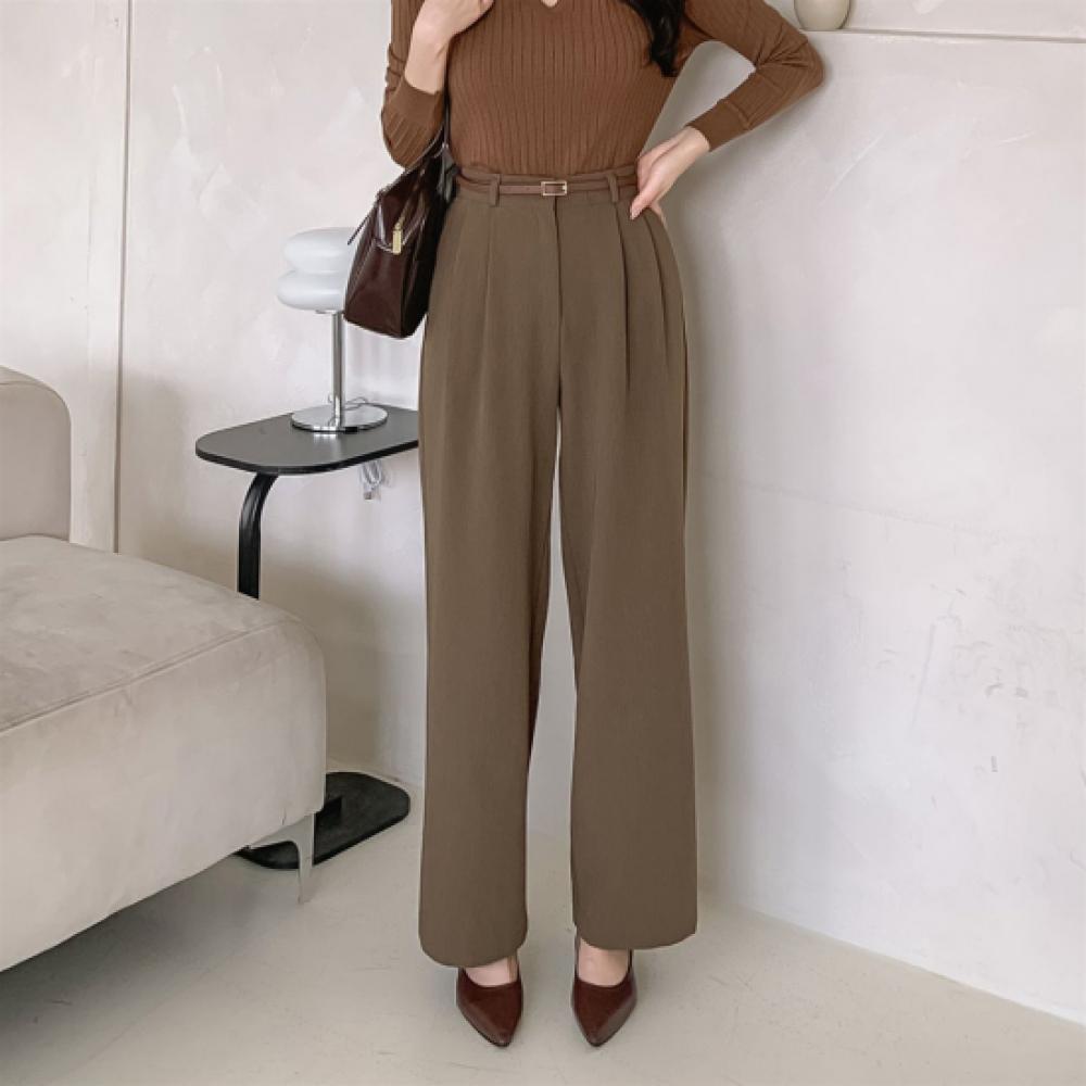 New Arrivals Open Run Women Two Pleat Wide Slacks Back Band Cozy Fit