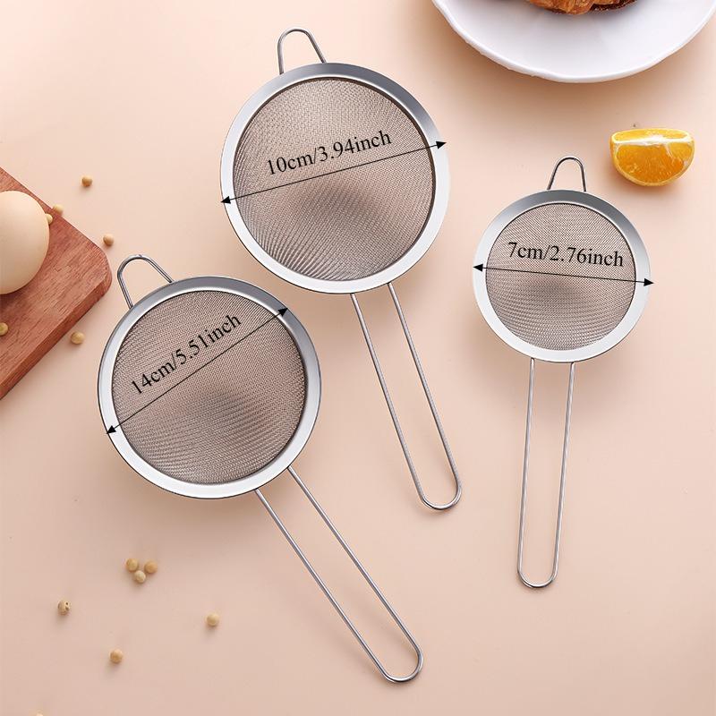 

3 шт./комплект из нержавеющей стали, мелкоячеистый сетчатый фильтр для масла, дуршлаг для муки, сито, сито для выпечки, инструменты для кухни