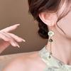 Chinese Emerald Tassel Lotus Pod Earrings: Unique, Long Style, Versatile Fashion Accessory for Women