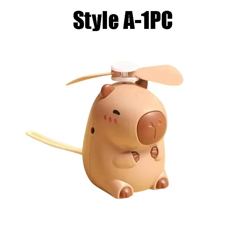Cute Capybara Handheld Fan USB Rechargeable Mini Neck Hanging Fan Portable Cooling Fan for Kids Travel Gift Cartoon Design