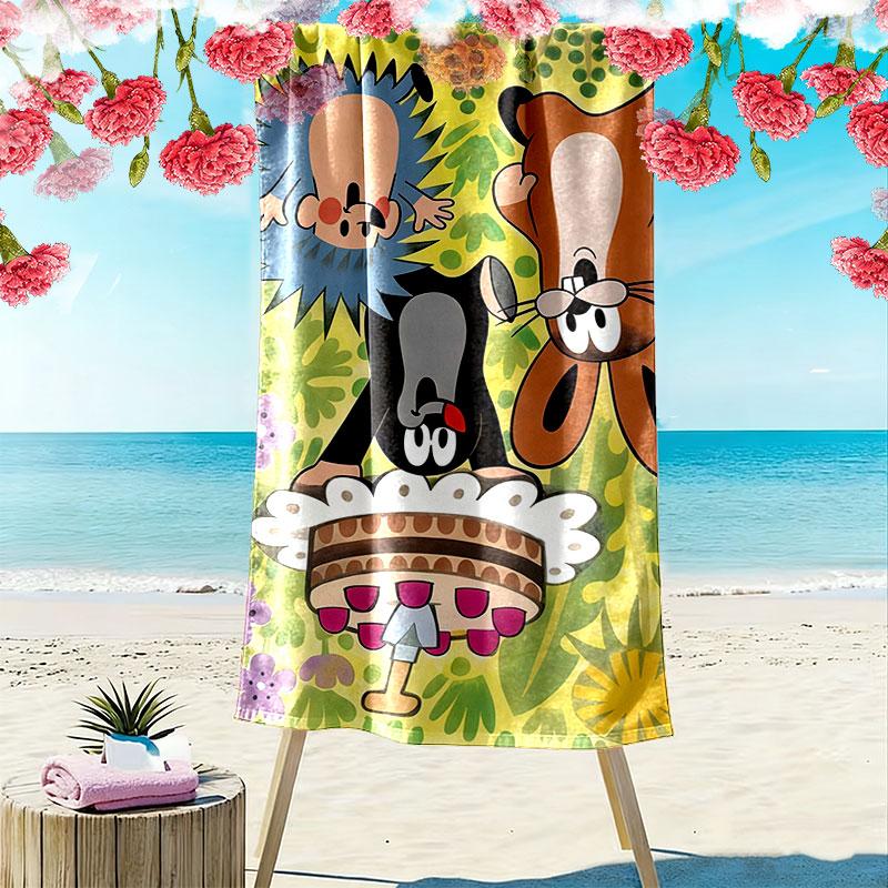 Krtek The Little Mole Print Beach Towel, Large Soft Quick Dry Towel for Beach Camping Swimming