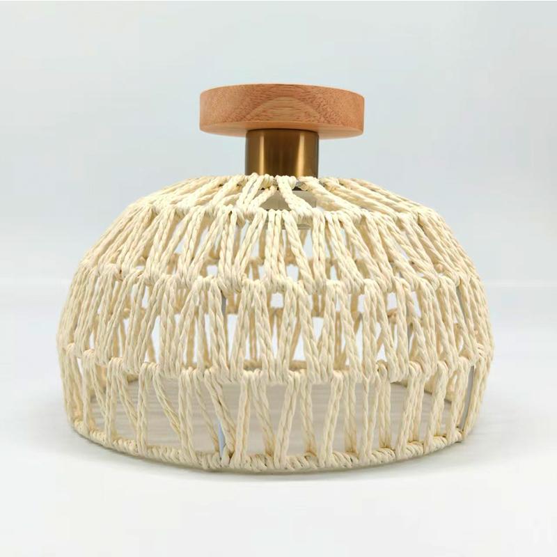 Rustic-style Hemp Rope Chandelier Woven Pendant Lamp Restaurant Bar Bedroom Living Room Ceiling Light Handwoven Lampshade