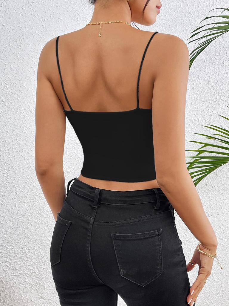 Casual Tank Top U Neck Crop Tops Frauen Sommer Camis Einfarbig Leibchen Mode Rohr Weibliche Ärmellose Gestellte Weste Y2K kleidung