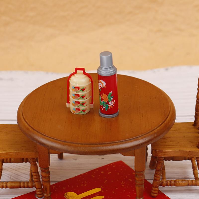 8Pcs/Set Dollhouse Miniature Chinese Wedding Gift Box Vintage Water Bottle Model
