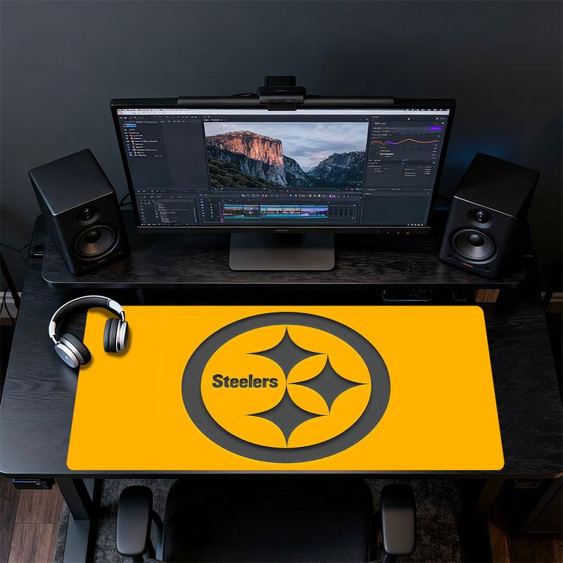 Steelers Mouse Pad, Large Gaming Desk Mat, Non-slip XXL Mousepad for Laptop & Tablet, Mini PC Playmat with Stitched Edges