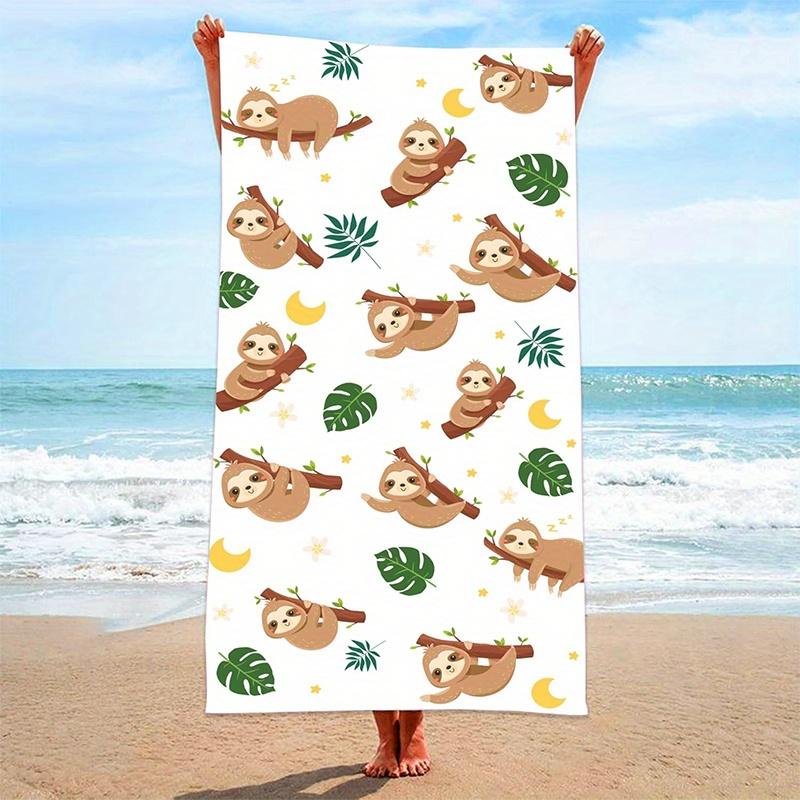 

Beach Towel Sloth And Leaves Pattern Sun Protection Windproof Suitable For Swimming Pool Camping Travel Blanket W40*H60(CM)