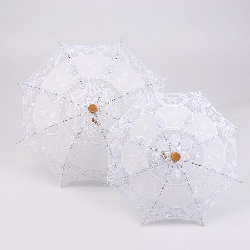 Vintage White 15/19/30/38Cm Lace Parasol Umbrella Embroidery Cotton Lace Flower Girl Umbrella Kids Sun Umbrella Photo Prop