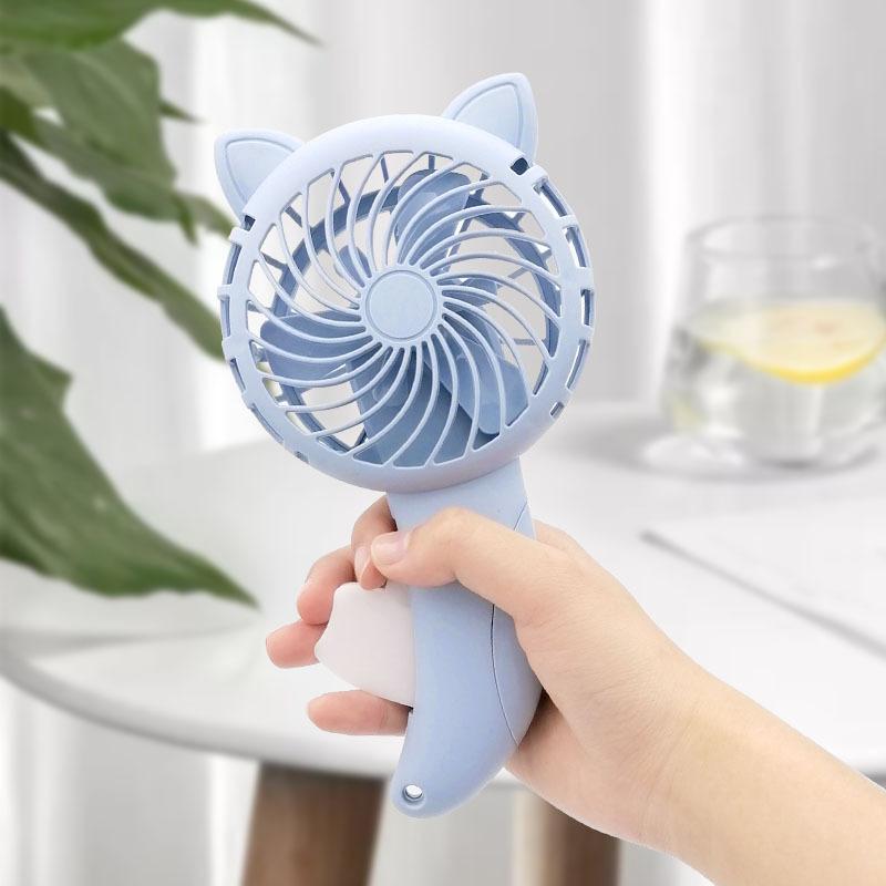 Cartoon Cat Ear Hand-held Fan. Manual Pressing Required. No Batteries Needed. Small Fan. Cat.