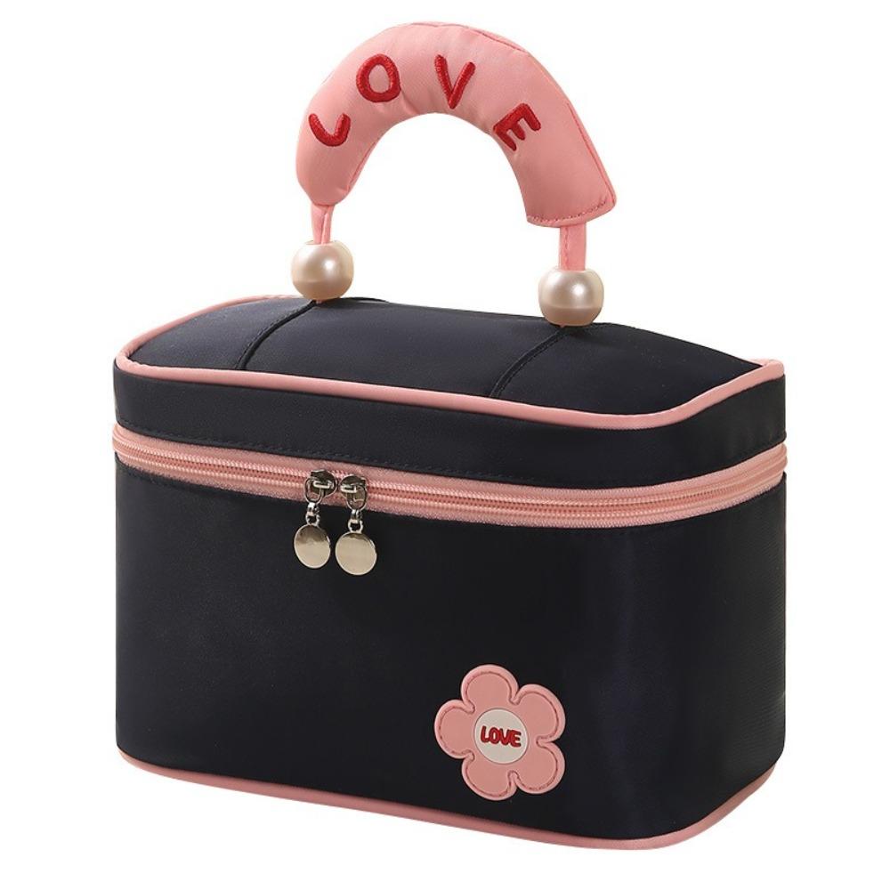 

Large Capacity Handheld Cosmetic Bag Square Wash Bag Fashion Women Makeup Bag Ladies темно-синий