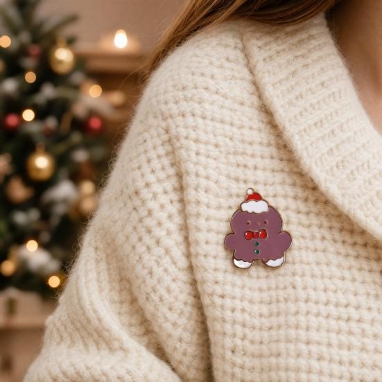 Christmas Cartoon Enamel Brooch, Santa Claus Snowman Reindeer Stocking Gift Box Badge Pin, Clothes Bag Decoration Accessories, Holiday Party Gift