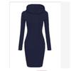 Women's Fashion Autumn Winter Solid Color Print Long Sleeve Hooded High Waist Casual Dresses