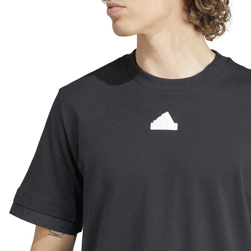 adidas T Shirts Men's Black Crew Neck Moderate Straight Fit IN3711