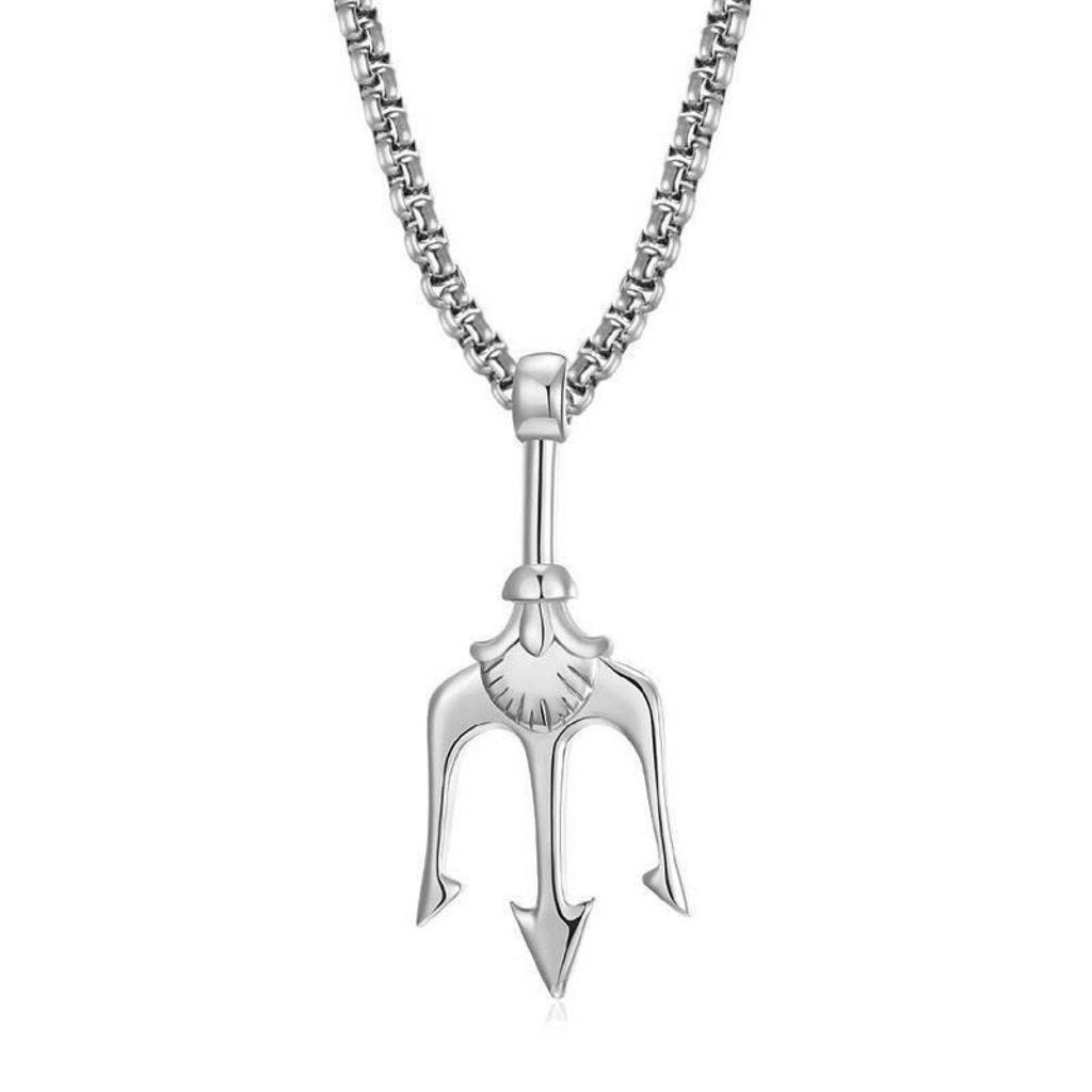 A trident pendant ancient Greek mythology necklace for women stainless steel jewelry gift
