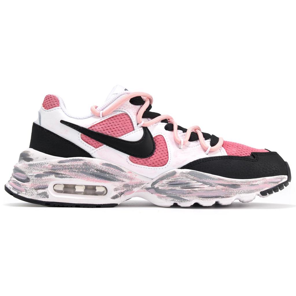 Nike Air Max Fusion Slip Resistant Abrasion Resistant Low Top Casual Running Shoes Women's Black Pink Gray CJ1671-100(Team98-)