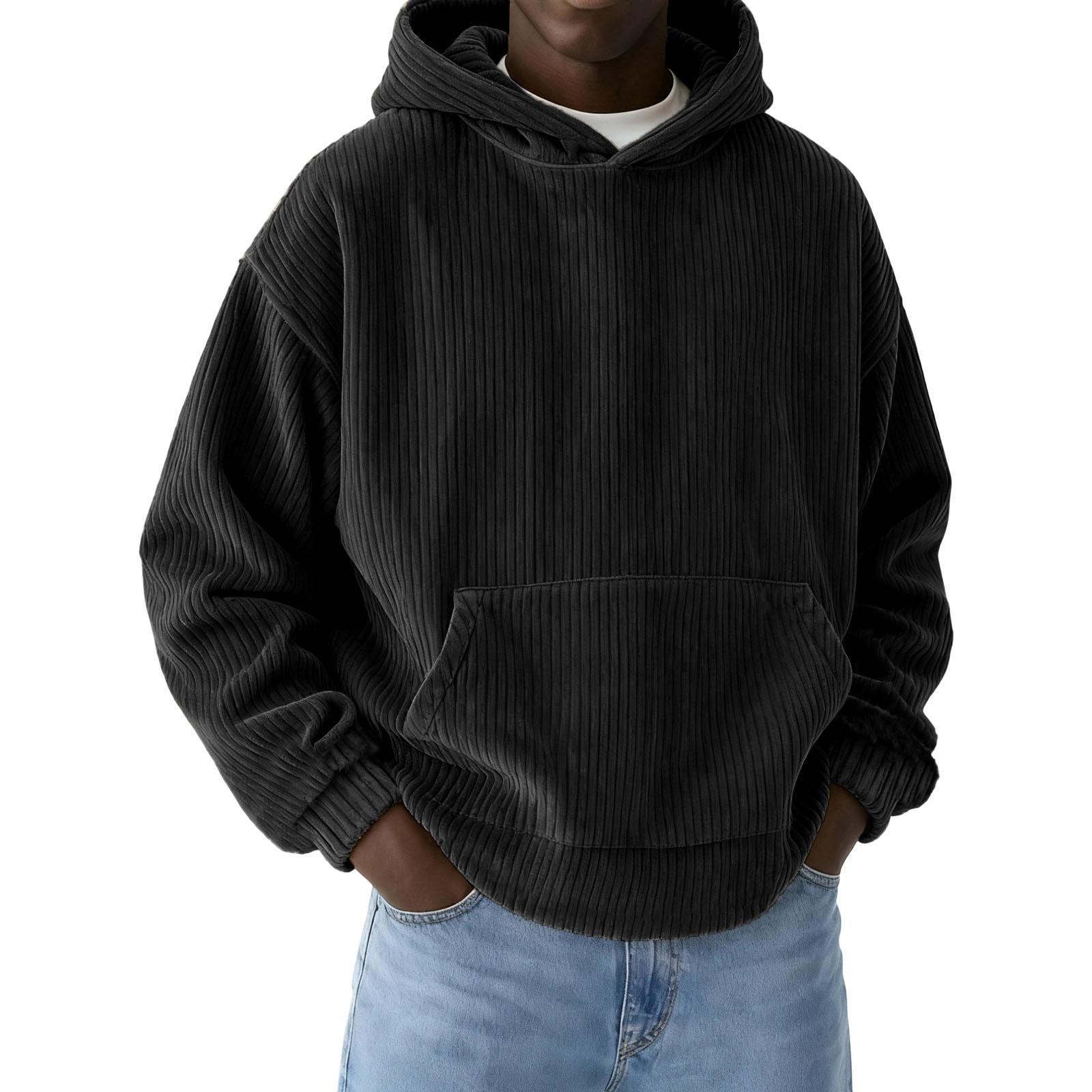 

Мужская Повседневная Спортивная Свободная Толстовка с Капюшоном и Вышивкой M чёрный