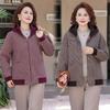 Temperament Mom Autumn Jacket Noble Plaid Top Aged Elderly Women's Autumn and Winter Hooded
