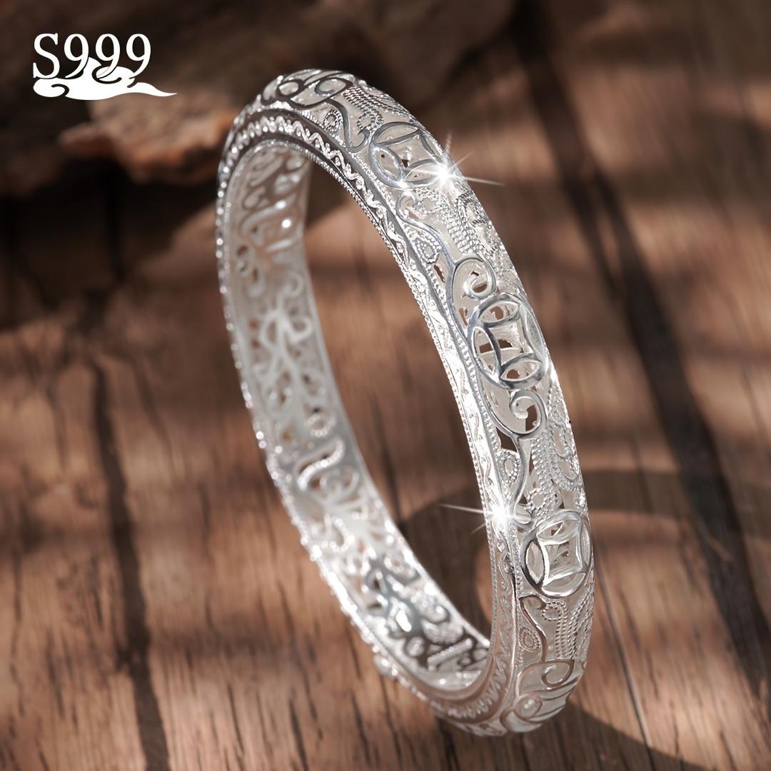 Sterling Silver S999Women`s bracelet with solid