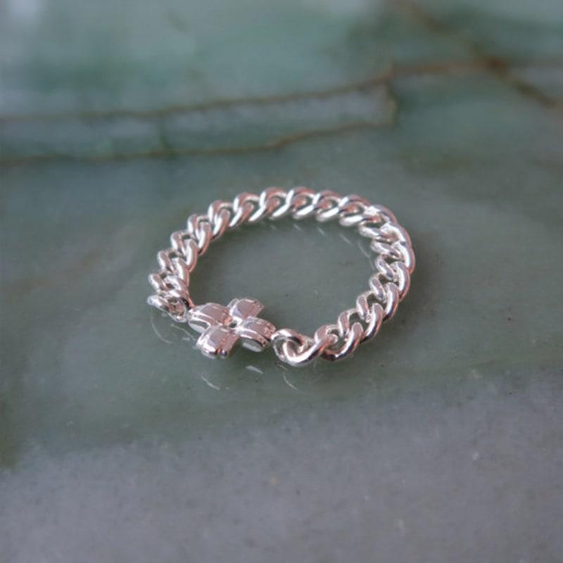 mahogani SMALL LAYERED CROSS CHAIN RING