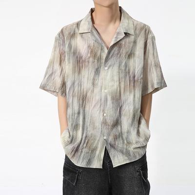 Men's Clothing New Product Artistic Temperament Tie Dye Design Sense Light Luxury Short Sleeved Shirt